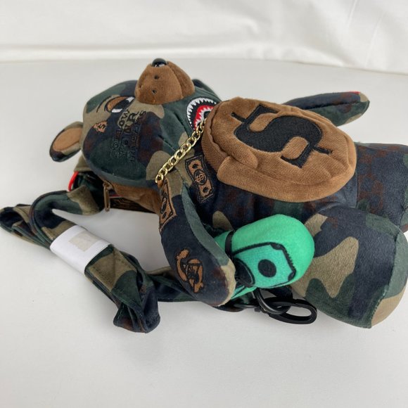 New Sprayground Bearcub Mini Camo Check Money Bear Backpack - Picture 3 of 10